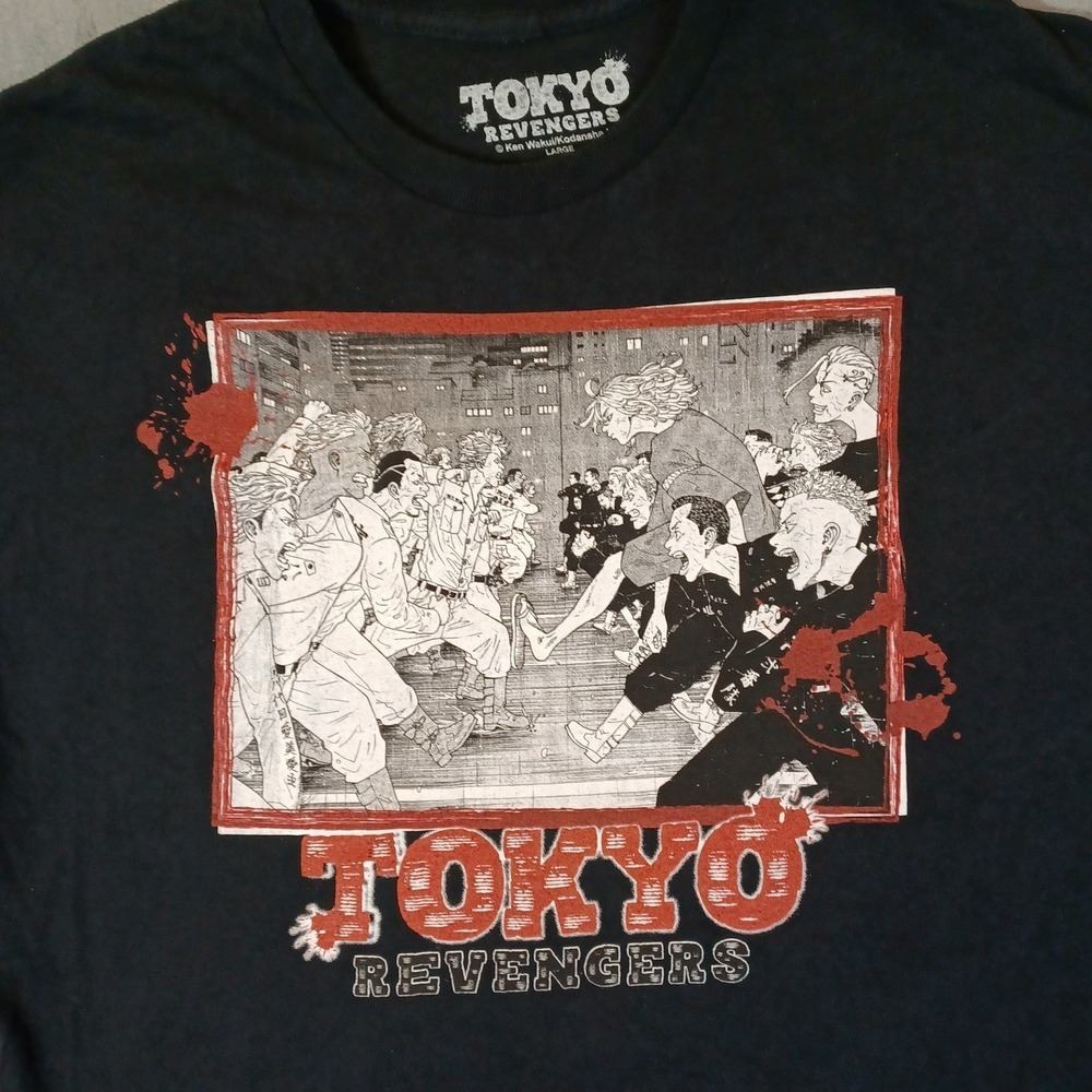 Anime Tokyo Revengers Shirt Unisex L Black Toman Moebius Fight Graphic Print